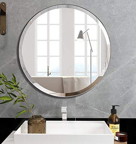 Perak AluminiumMerahan Dekoratif Kaca Kamar Mandi Float Beveled Antique Sheet Mirror