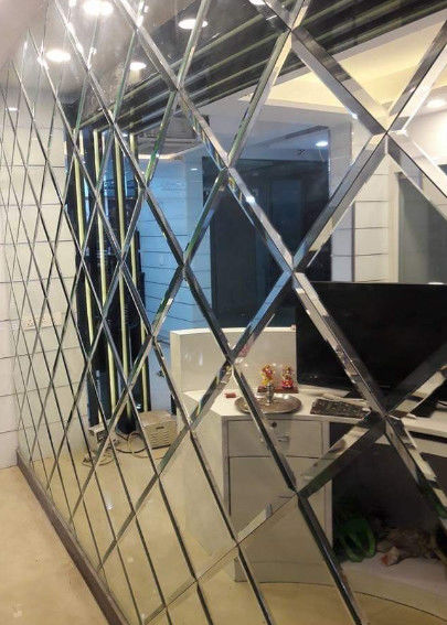 Perak AluminiumMerahan Dekoratif Kaca Kamar Mandi Float Beveled Antique Sheet Mirror